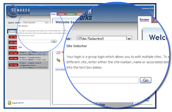 The Site Selector enables a single administrator to manage multiple sites in the same network. The Site Selector enables a single administrator to manage multiple sites in the same network.